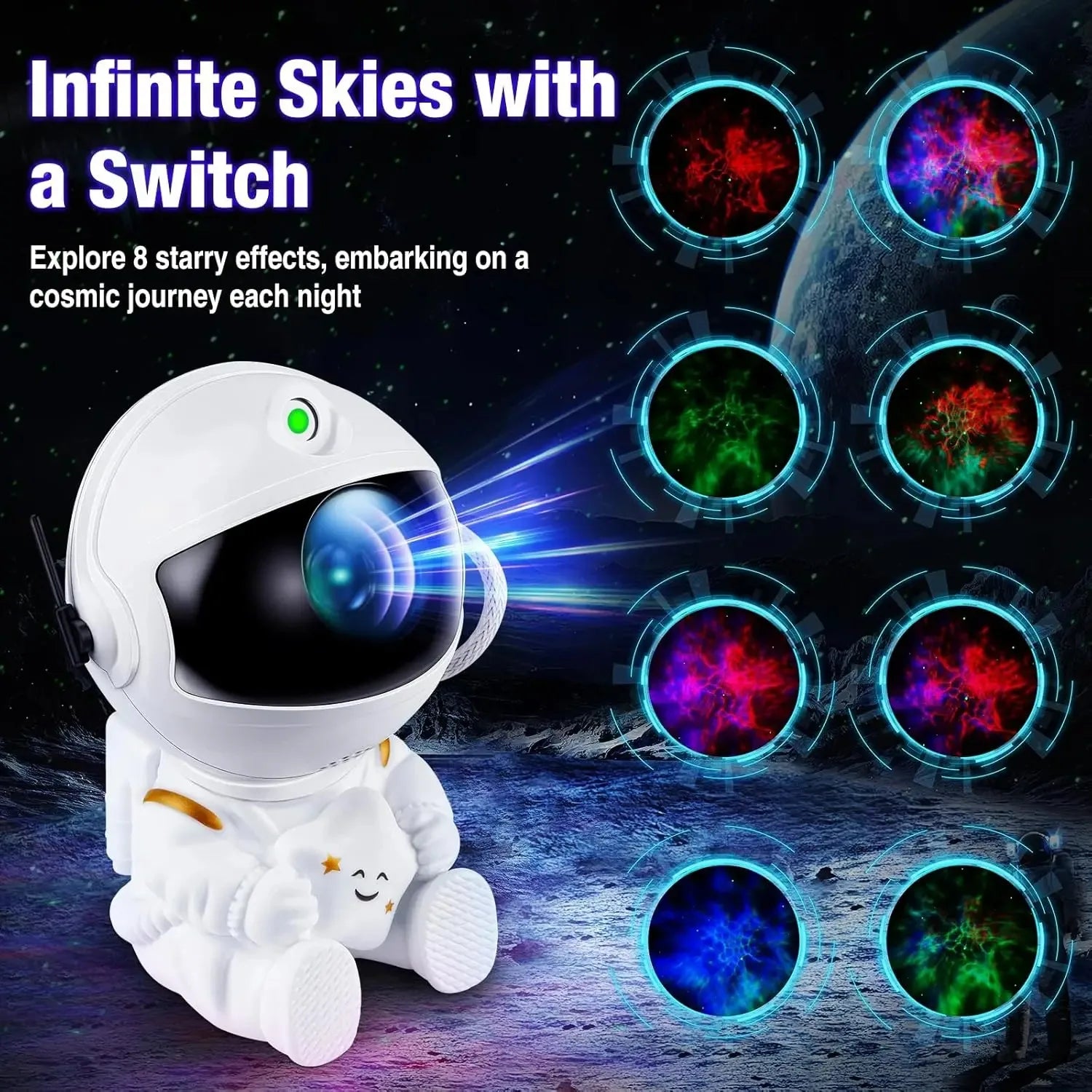 Astronaut Starry Sky Projector Lamp Galaxy Nebula Night Light for Bedroom Decor